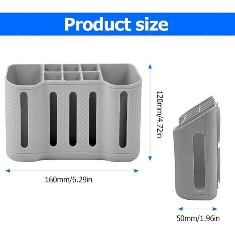 Porte-brosses à dents en silicone avec 8 emplacements de rangement, ventouse à l'arrière pour une fixation sécurisée, convient aux brosses à dents et au dentifrice (16 × 12 × 5 cm)