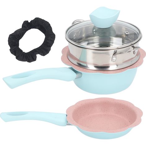 Casserole polyvalente avec couvercle visible, panier à vapeur, poignées résistantes à la chaleur, marmite antiadhésive, lait pour des aliments sains et sûrs, type 2 (1/5)