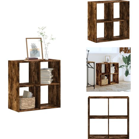 Bibliothèque chêne fumé 68,5x32x68,5 cm bois d'ingénierie - Bibliothèque - Meuble Rangement - Étagère - Bibliothèque Design - Bibliothèque Moderne (1/5)