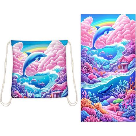 Serviette de plage pliable deux-en-un, serviette de plage intégrée, sac de rangement intégré, tapis de plage (1/3)
