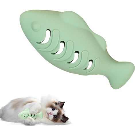 Jouet poisson pour chat en silicone, résistant aux morsures, avec herbe à chat, jouet interactif réaliste à mâcher (1/3)