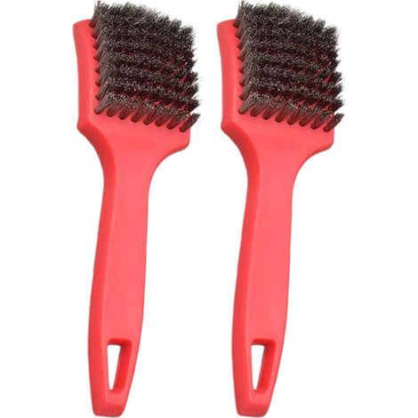 2Pièces Brosse Wire Steel Auto, Nettoyage Roues Rouge Ergonomique (1/2)