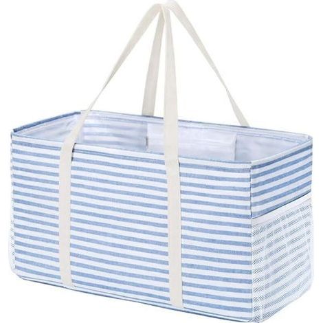 Grand Sac de Courses et Cabas 46 L, Panier Course Pliable avec Cadre en Fil Métallique et Poignées (1/5)