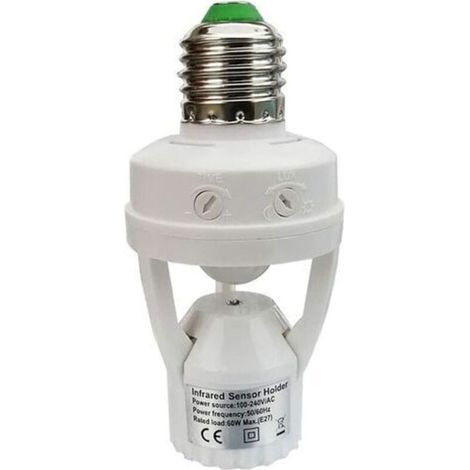 Douille avec détecteur de mouvement PIR Ampoules avec culot E27 pour une utilisation en intérieur avec réglage du temps et de la lumière (1/4)