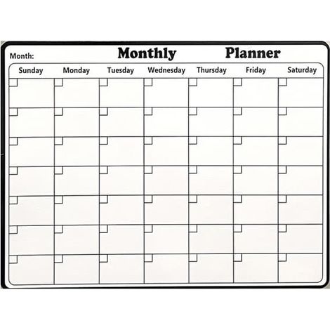Tableau blanc magnétique effaçable pour agenda mensuel, format hebdomadaire du dimanche au samedi, idéal pour le réfrigérateur et le bureau (28 x 21 cm). (1/2)