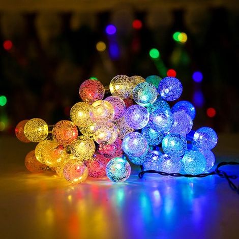 Guirlandes lumineuses solaires de jardin,12m avec 100 LED, étanches, guirlandes lumineuses à boules de cristal à énergie solaire (1/5)