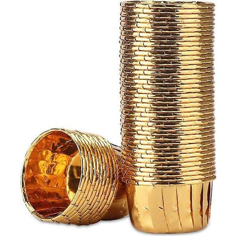 50 caissettes à cupcakes jetables en aluminium doré (1/5)