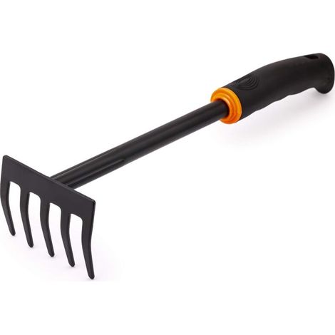 Râteau de jardin de luxe 9 cm de large en acier carbone laqué noir Râteau de jardin avec poignée ergonomique pour jardin, balcon, potager, terrasse ou entretien funéraire
