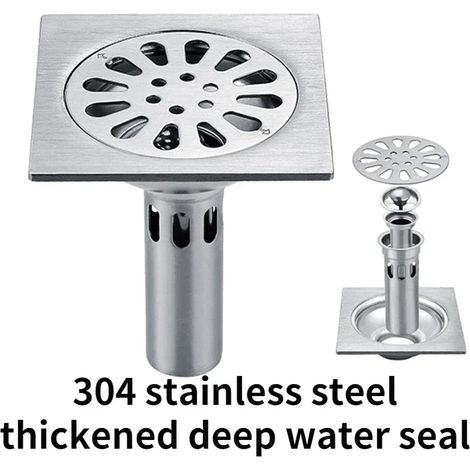 (304 thickening 3mm)Shower Drain Thick Stainless Steel Floor Drain Ordinary Bathroom Toilet Kitchen Balcony Dedicated To prevent odor BaIDaiMoDeng (1/4)