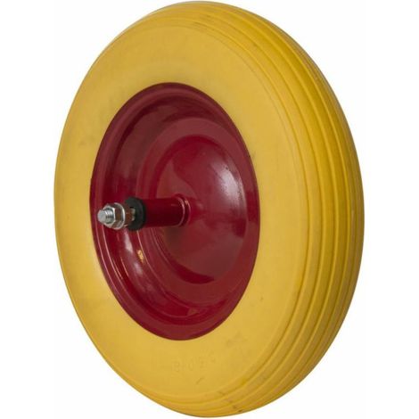 Lem Select – Roue de brouette increvable 368mm – Jante métal rouge – Capacité 100 kg – Pour chantiers humides et terrains accidentés (1/2)