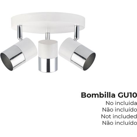 APLIQUE HALOGENO 3 ELEMENTOS COLOR CROMO+BLANCO HUESO GU-10 MODELO MOON EDM (1/5)