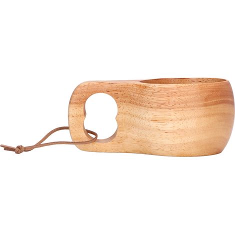 aqxreight Tasse en Bois de 200ml, Tasse à café au Lait à Trou Unique, Tasse à Boire Portable avec Boucle Suspendue pour le Bureau et la Maison. (1/5)