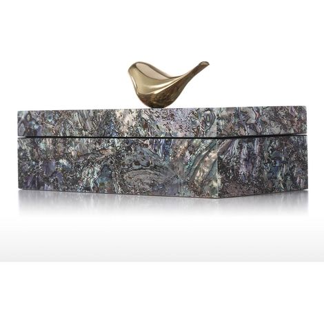 Rechteckige Schmuckschatulle mit Kupfervogel-Motiv, Schmuckkästchen aus Holz, Aufbewahrungsbox für Ringe und Halsketten, Geburtstagsgeschenk für Frauen, schwarzer Samt