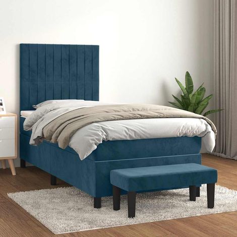 Boxspringbett mit Matratze Dunkelblau 90x200 cm Samt