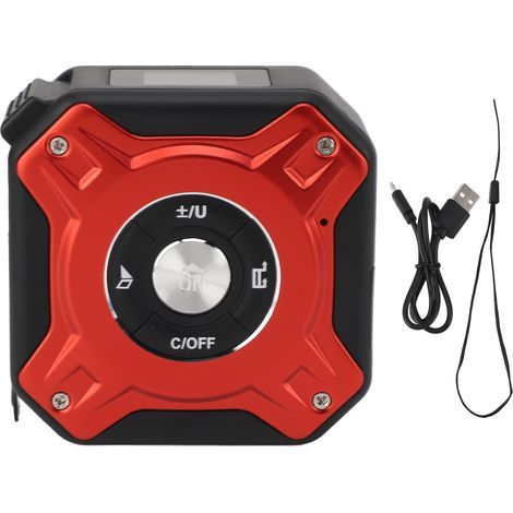 3-in-1 Laser-Entfernungsmesser, 5 m, 40 m, präzise Messung mit Datenspeicherung für Lagerprüfungen, Schwarz und Rot (1/5)