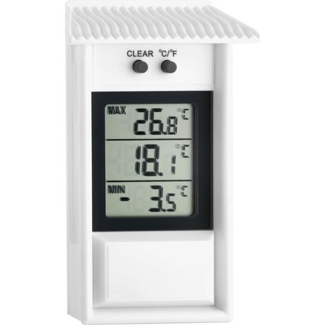 thermomètre numérique, 30.1053, résistant aux intempéries, utilisable à l'intérieur ou à l'extérieur, blanc (1/4)