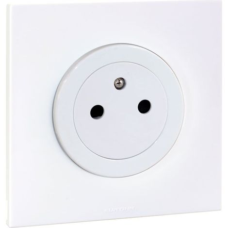 Prise 2P+T 16A affleurante NF complet avec griffes et plaque - SQUARE EASY blanc - Eur'Ohm