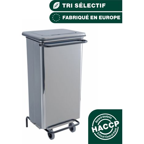 JVD - Conteneur mobile à pédale 110L Inox Brillant - Matériel professionnel (1/5)