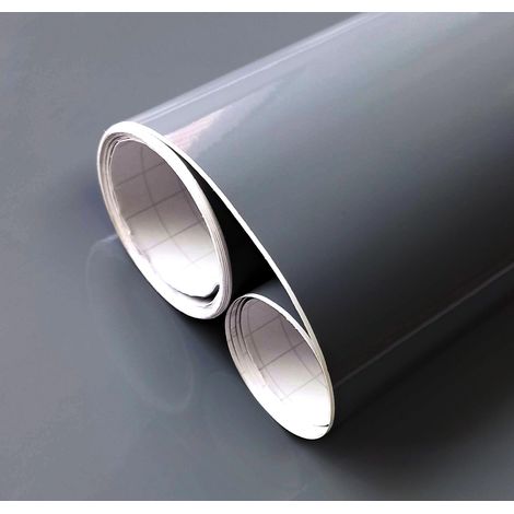 Vinyle adhésif gris moyen brillant de 60 x 300 cm pour meubles, cuisine, murs, fenêtres, travaux manuels, papier adhésif décoratif (1/4)