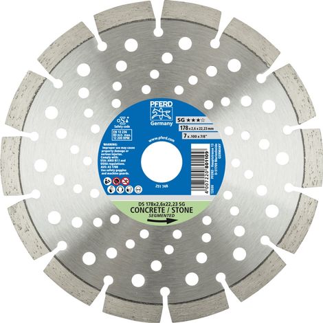 PFERD TOOLS Diamant-Trennscheibe DS 178x2,6x22,23 mm SG für schnelles Trennen von Stein und Beton (1/4)