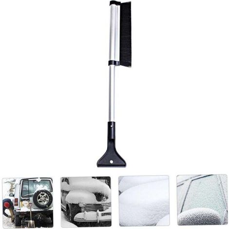1 Pc Silver Pelle à Neige Brosse à ， télescopique Neige de Voiture Glace ，Amovible Balai de déneigement Ice Scraper grattoi Fournitures de Voiture Alliage d'aluminium