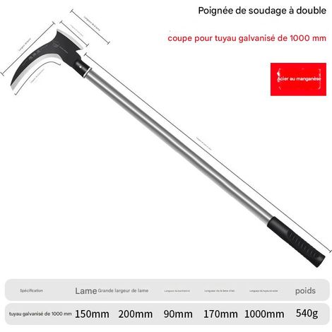 Faucille multifonction en acier au manganèse - outil de désherbage et de coupe, convient aux mauvaises herbes, branches, bambou et riz - 100 cm