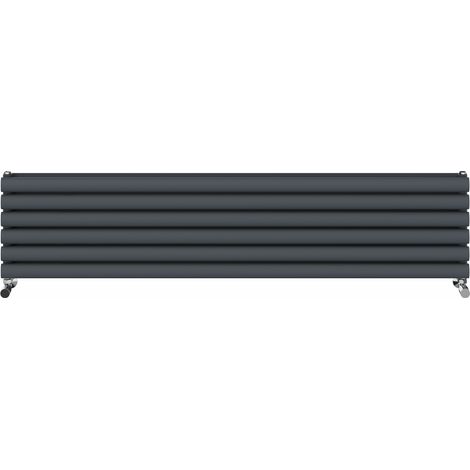 Warmehaus Horizontal Radiator Oval Double Anthracite 354x1600mm