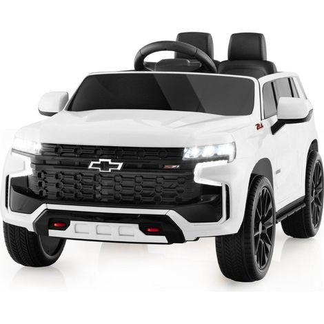 Coche electrico chevrolet infantil con mando a distancia 24g y mando a distancia suspension y luces y amp coche infantil musical blanco