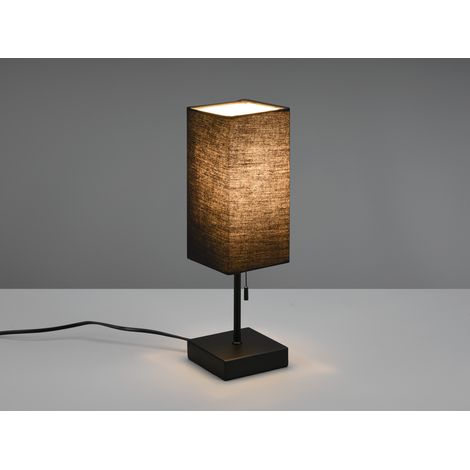 LED Tischleuchte mit Stoffschirm Schwarz & USB Ladestation, Höhe 35cm (1/5)