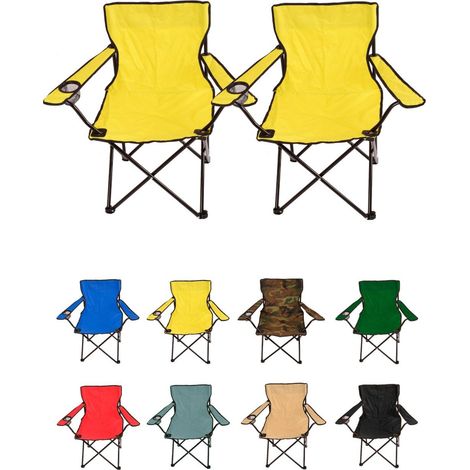 Silla de Camping Plegable de Acero con Reposabrazos y Funda con Asas- 80x80x50 cm, Resistente al Agua - Ideal para Exterior (1/5)
