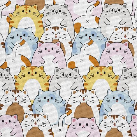Telas decorativas para exteriores Oxford - motivo: coloridos gatos kawaii (1/5)