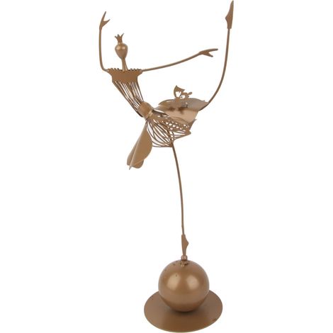 Statue de danseuse de ballet aux lignes élégantes, socle en or massif et structure en métal. Sculpture décorative pour la maison, le bureau ou une fête, ornée d'un nœud sur sa jupe. (1/5)