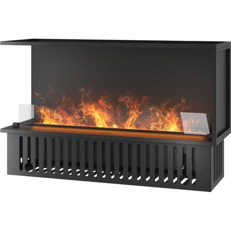 Caminetto a Vapore Acqueo da Incasso Corner L1200 con Fiamma Multicolore, Effetto 3D e Controllo App, Serbatoio 2.4l - 120cm Autorefill
