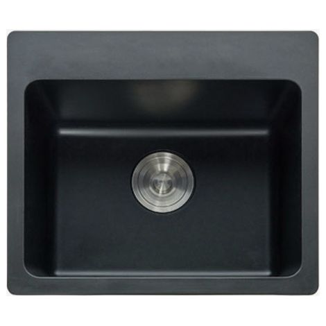 Evier de cuisine simple 500 mm - granit noir mat - Alto (1/5)