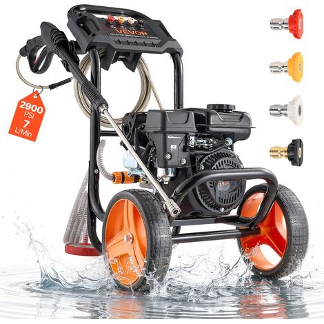 Nettoyeur Haute Pression à Essence 200 bar Laveuse Haute Pression Essence Débit Max. 7 L/min pour Voitures, Clôtures, Allées, Terrasses, Meubles, Pompe Aluminium, avec Pistolet et Lance, 4 Buses (1/5)