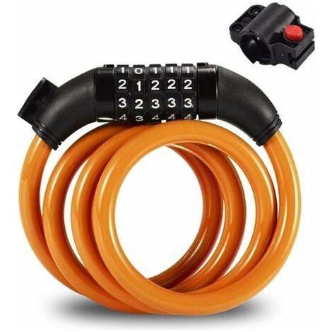 Antivol à Combinaison pour Vélo Câble de Sécurité Spiralé Antivol Câble Spiral Câble Antivol Scooter Cable Antivol Vélo 5 Chiffres,1.2M, pour Vélo Electrique, Skateboard, Poussettes, Tondeuses( (1/5)