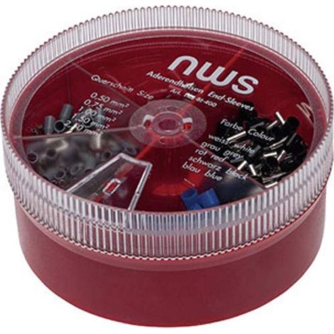 NWS 144-BI-400 Aderendhülsen-Sortiment 0.5 mm², 0.75 mm², 1 mm², 1.5 mm², 2.5 mm² Teilisoliert Blau, (1/2)