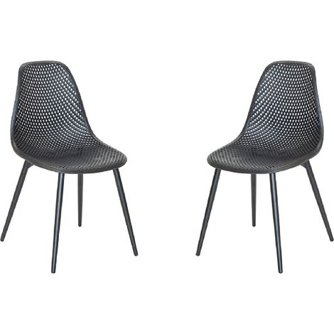 Lot de 2 chaises exterieur en résine tressée Noir 46x53x85 cm (1/4)