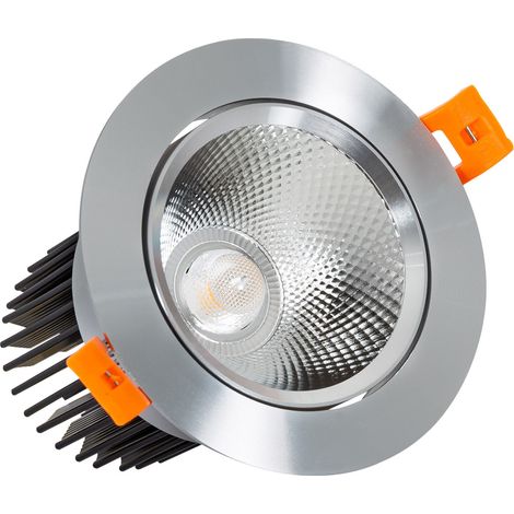 LED Downlight Einbaustrahler 15W Rund COB CRI90 Ausschnitt Ø 90 mm Silber No Flicker 4000K Neutralweiß (1/5)