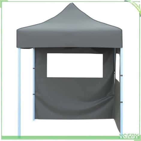 Tente de réception pliable - FAFEICY - 48884 - 2 x 2 m - Acier thermolaqué anthracite - Toit Oxford 600D imperméable (1/5)