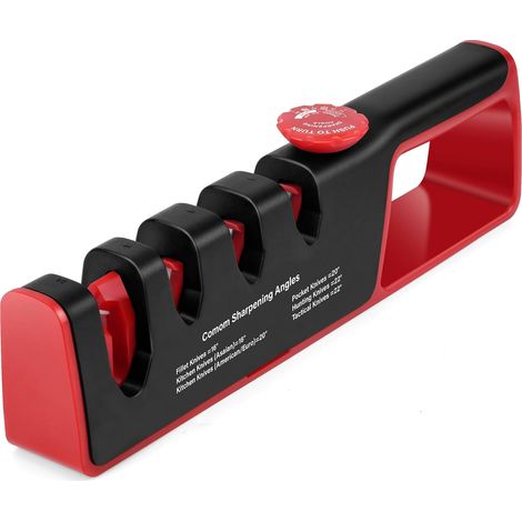 Aiguiseur Couteaux, 4 en 1 Affuteur Couteau Professionnel Aiguiseurs Manuels de Couteaux à Bouton Réglable, Multifonction et Aiguiseur de Cuisine (1/5)