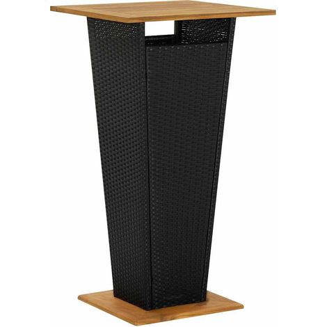 vidaXL Tavolino da Tè Nero 60x60x110 cm Polyrattan e Massello