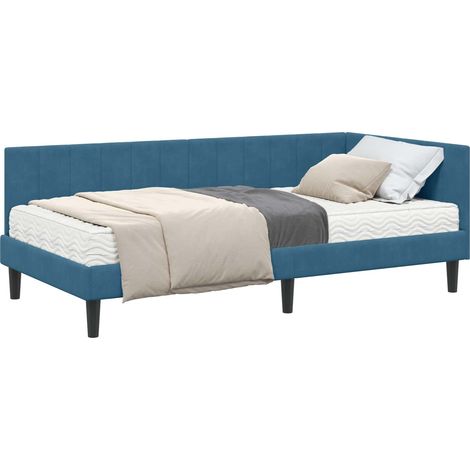 Maison Exclusive - Struttura Letto Angolare con Materasso 2 pcs Blu Velluto (1/5)
