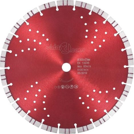 Disque de coupe diamanté avec turbine et perforation, acier de 300 mm