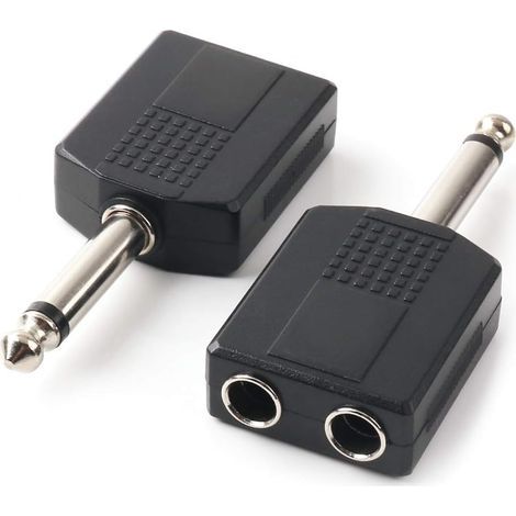 Adaptador de audio de interconexión TS macho de 6,35 mm (1/4 de pulgada) a TS hembra de 2 1/4 de pulgada (6,35 mm), paquete de 2 (1/5)