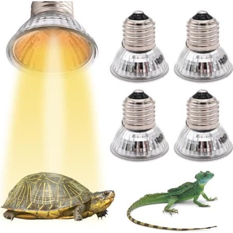 Lampe chauffante UVA UVB tortue : 4 pièces 50 W Lampe chauffante E27 Lampe chauffante pour reptiles Lampe chauffante à spectre