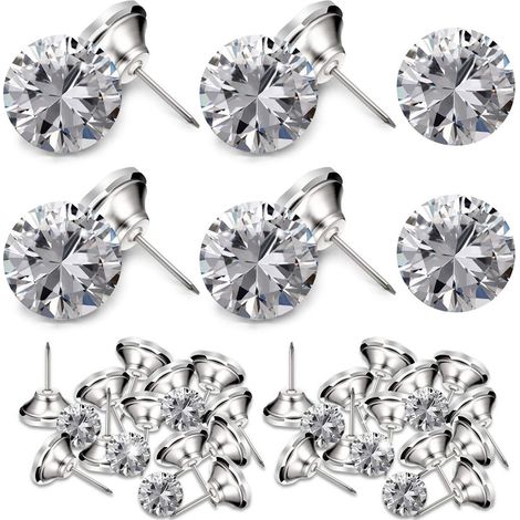 Lot de 30 boutons décoratifs pour ameublement, Noonedibs, boutons en cristal, décoration de canapé, décoration de fond, idéal pour le bricolage, argent (1/5)