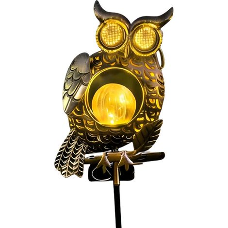 Lampe hibou solaire – Extérieur décoratif – Étanche – Yeux LED mobiles clignotants – Piquet métal – Jardin/patio/allée