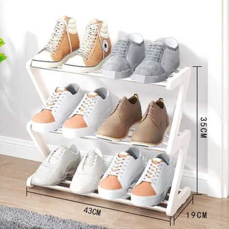 Zapatero pequeño de 3 niveles, mini estante para zapatos, resistente y estrecho, organizador de almacenamiento para entrada, armario, pasillo, montaje rápido (43 x 19 x 35 cm) (1/4)