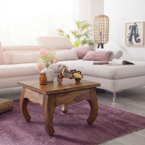 Table basse carrée 60 cm en bois de sheesham massif (1/4)